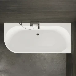 Baignoire semi-îlot murale CAPRI 160 Droite Noire L. 160 x l. 76 cm, by SPALINA