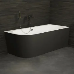Baignoire semi-îlot murale CAPRI 160 Droite Noire L. 160 x l. 76 cm, by SPALINA