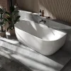 Baignoire semi-îlot murale Acrylique Moderne pour Salle de Bain avec Bonde et trop plein - Blanc Brillant - 170x75x60cm - LENA