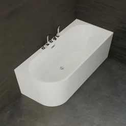 Baignoire semi-îlot murale CAPRI DROITE+Robinetterie Chromée L. 170 x l. 76 cm by SPALINA