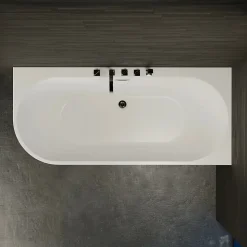 Baignoire semi-îlot murale CAPRI DROITE+Robinetterie Chromée L. 170 x l. 76 cm by SPALINA
