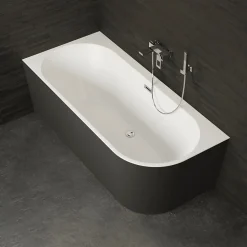 Baignoire semi-îlot murale CAPRI 180 Gauche Noire L. 180 x l. 81 cm, by SPALINA