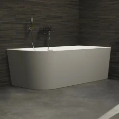 Baignoire semi-îlot murale Capri Grise Mate Droite, 170x76cm, by SPALINA