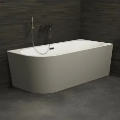 Baignoire semi-îlot murale Capri Grise Mate Droite, 170x76cm, by SPALINA