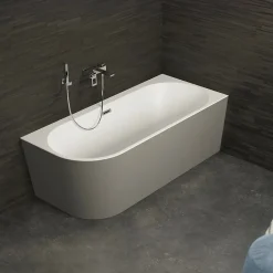 Baignoire semi-îlot murale Capri Grise Mate Droite, 170x76cm, by SPALINA