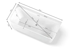 Baignoire semi-îlot murale Mint 160, blanc, 160x75 cm, by Spalina