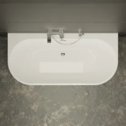 Baignoire semi-îlot murale Naos, blanc, 170x80 cm, by Spalina