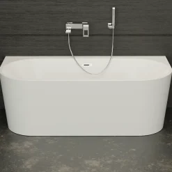 Baignoire semi-îlot murale Naos, blanc, 170x80 cm, by Spalina