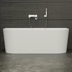 Baignoire semi-îlot murale Naos, blanc, 170x80 cm, by Spalina