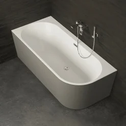 Baignoire semi-îlot murale Capri Grise Mate Gauche, 170x76cm, by SPALINA