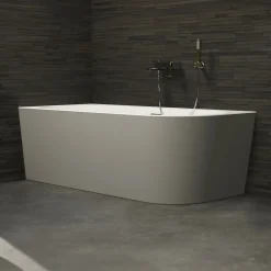 Baignoire semi-îlot murale Capri Grise Mate Gauche, 170x76cm, by SPALINA