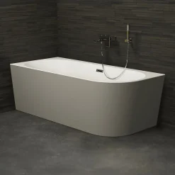 Baignoire semi-îlot murale Capri Grise Mate Gauche, 170x76cm, by SPALINA