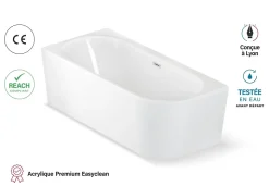 Baignoire semi-îlot murale CAPRI 180 Gauche L. 180 x l. 81 cm, by SPALINA