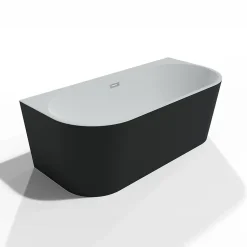 Baignoire semi-îlot murale Naos 170x80 cm, noir et blanc, By Spalina