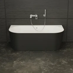 Baignoire semi-îlot murale Naos 170x80 cm, noir et blanc, By Spalina