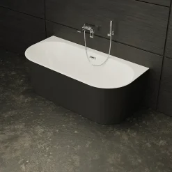 Baignoire semi-îlot murale Naos 170x80 cm, noir et blanc, By Spalina