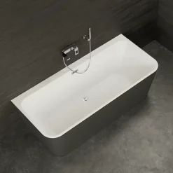 Baignoire semi-îlot murale Mint 160, noir mat, 160x75 cm, by Spalina