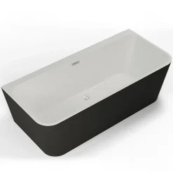 Baignoire semi-îlot murale Mint 160, noir mat, 160x75 cm, by Spalina