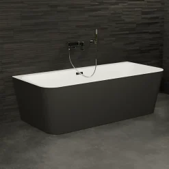 Baignoire semi-îlot murale Mint 160, noir mat, 160x75 cm, by Spalina