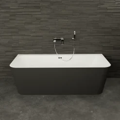 Baignoire semi-îlot murale Mint 160, noir mat, 160x75 cm, by Spalina