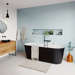 Baignoire semi-îlot Nakina L. 170 cm x l. 75 cm noir