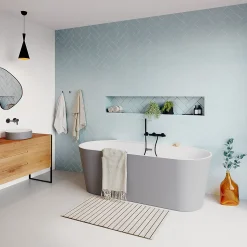 Baignoire semi-îlot Nakina L. 150 cm x l. 75 cm gris