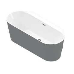 Baignoire semi-îlot Nakina L. 150 cm x l. 75 cm gris