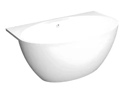 Baignoire semi-îlot ovale - 197 L - 151 x 94 x 60 cm - Blanche - Acrylique - PAGRUS