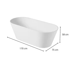 Baignoire SERENA îlot en acrylique Lucite blanche 170cm