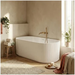Baignoire STRIA îlot striée en acrylique blanche 170cm