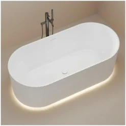 Baignoire STRIA îlot striée en acrylique blanche 170cm
