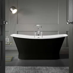Baignoire sur socle en fonte emaillee COVENTRY Noire 173 cm Peinture noire (baignoire et socle)