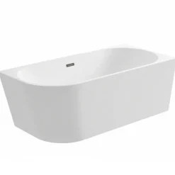 BALNEO - baignoire îlot d'angle droite 150x75 cm AVOLA avec cache trop-plein et bonde anthracite