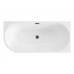 BALNEO - baignoire îlot d'angle droite 150x75 cm AVOLA avec cache trop-plein et bonde anthracite