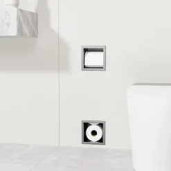 BALNEO - range-papier toilette mural encastré WALL-BOX PAPER 2 Gun Metal gris - compartiment de salle de bain intégré dans le mur