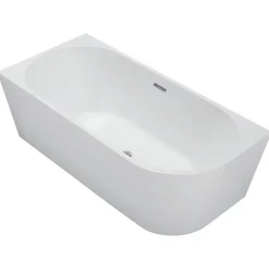 BALNEO Baignoire îlot d'angle gauche AVOLA blanche acrylique 150x75cm Baignoire de salle de bain