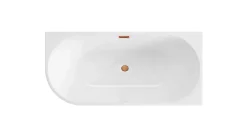 Balneo Baignoire semi-îlot Murale 170x80cm droite, accessoires cuivre, Acrylique thermoformé 3.5mm, avec pieds réglables, AVOLA