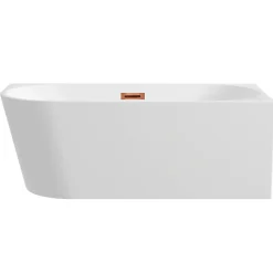Balneo Baignoire semi-îlot Murale 170x80cm droite, accessoires cuivre, Acrylique thermoformé 3.5mm, avec pieds réglables, AVOLA