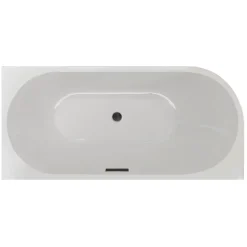 Balneo Baignoire semi-îlot Murale 160x80cm droite, accessoires noir, Acrylique thermoformé 3.5mm, avec pieds réglables, AVOLA