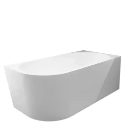 Balneo Baignoire semi-îlot Murale 170x80cm droite, accessoires blanc, Acrylique thermoformé 3.5mm, avec pieds réglables, AVOLA