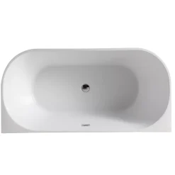 Balneo Baignoire semi-îlot Murale 150x75cm, accessoires inox, Acrylique thermoformé 3.5mm, avec pieds réglables, VIVA