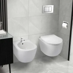 Balneo Bidet suspendu, sans bride bau, Ceramique, Blanc, AROX