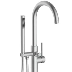 BALNEO Robinet de baignoire autoportant argent brossé Acier inoxydable - Mitigeur sur pied pour baignoire CASCADE