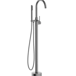 BALNEO Robinet de baignoire autoportant GUN METAL gris foncé Acier inoxydable - Mitigeur sur pied pour baignoire CASCADE