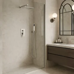 BALNEO Système de douche avec pommeau de pluie argent brossé Acier inoxydable - Mitigeur de douche avec douchette CASCADE INOX