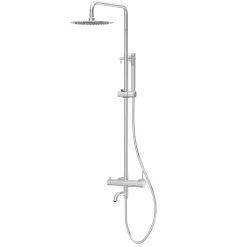 BALNEO Système de douche avec pommeau de pluie argent Acier inoxydable - Mitigeur de douche avec douchette CASCADE CHROME