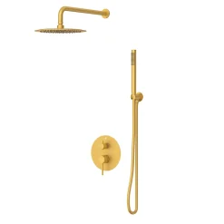 BALNEO Système de douche avec pommeau de pluie or Acier inoxydable - Mitigeur de douche avec douchette CASCADE