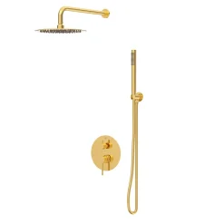 BALNEO Système de douche avec pommeau de pluie or brillant Acier inoxydable - Mitigeur de douche avec douchette CASCADE