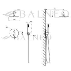 BALNEO Système de douche avec pommeau de pluie or brillant Acier inoxydable - Mitigeur de douche avec douchette CASCADE