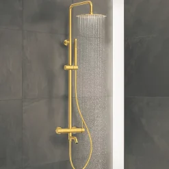 BALNEO Système de douche avec pommeau de pluie or Acier inoxydable - Mitigeur de douche avec douchette CASCADE